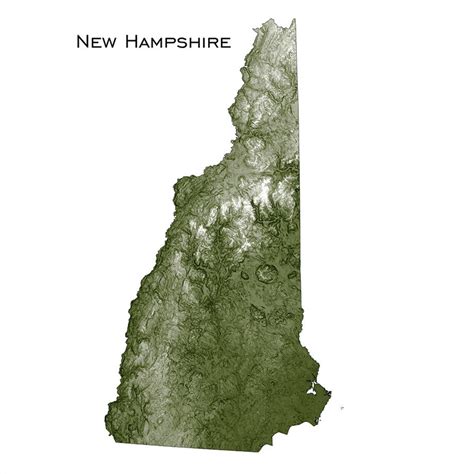 New Hampshire Map Art Print Us State Topographic Map Etsy
