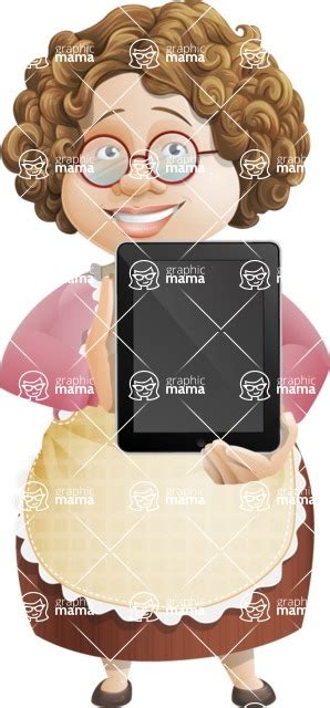 Grandma Vector Cartoon Character 112 Illustrations Set Showing Blank Tablet Graphicmama