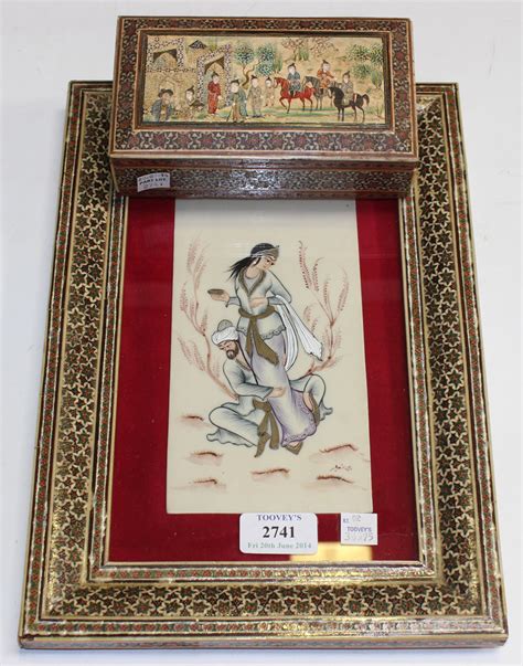 A 20th Century Middle Eastern Painting On Ivory Depicting A Man And