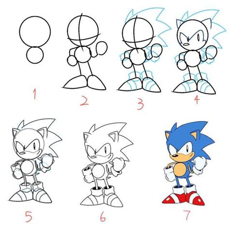 Step By Step Drawing Of Classic Sonic Tyson Hesse Style Hedgehog Art