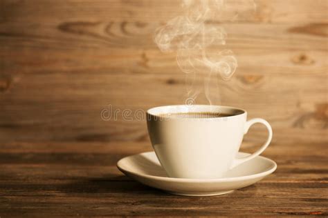 Steaming Hot Coffee In White Mug Stock Photo Image Of Brown Light