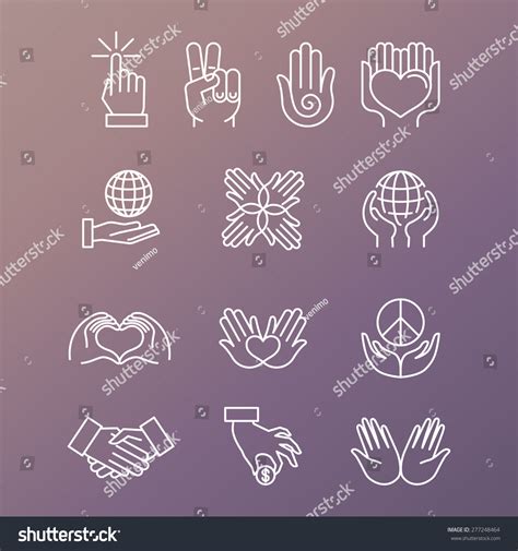Vector Set Linear Hand Icons Gestures Stock Vector Royalty Free 277248464