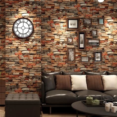 3d Faux Stone Peel And Stick Wallpaper Brick Wallpaper Living Room