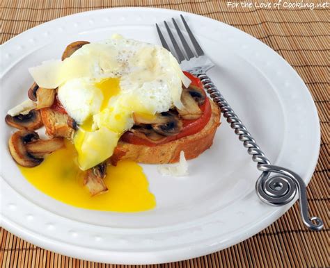 Poached Eggs On Toast With Roasted Tomatoes Caramelized