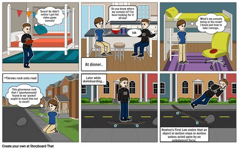 Newton S First Law Comic Strip Storyboard By Fccf Ea