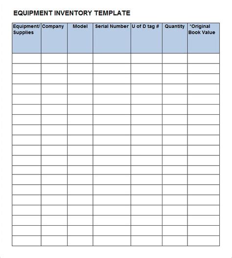 Equipment Inventory Templates Free Xlsx Docs Pdf Samples Formats Examples