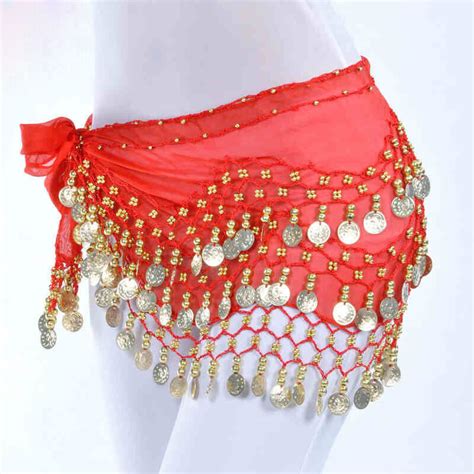 Egypt Belly Dance Skirt Costume Wear Hip Wraps Golden 128 Coins Belt