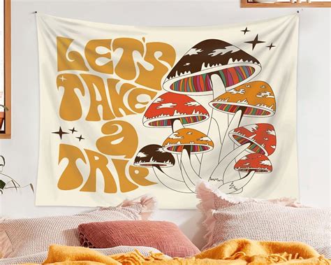 Mushroom Tapestry Wall Decor Girls Dorm Wall Hanging Aesthetic Etsy