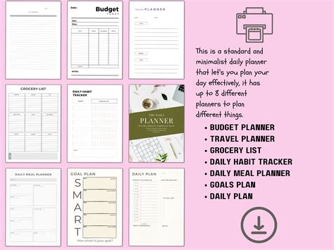 Daily Goal Planner Printable Digital Download For Ipad Etsy