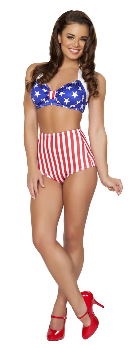 Adult Sexy Pin Up Halter American Flag Women Top 1999 The Costume