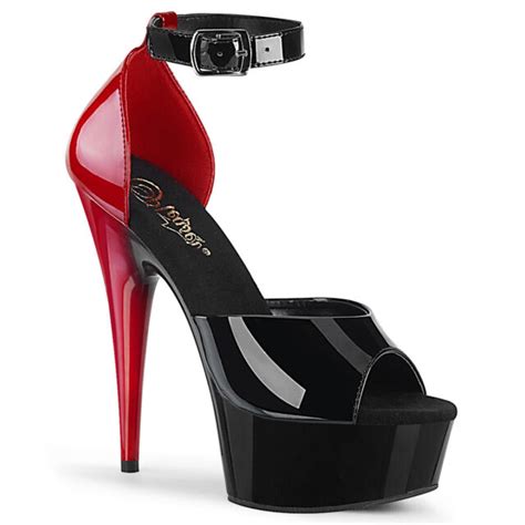 Black Red Platform Stiletto High Heels Stripper Style Fetish Shoes
