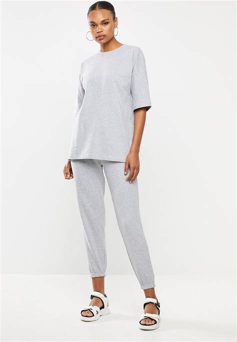 Co Ord T Shirt Jogger Set Grey Missguided T Shirts Vests And Camis