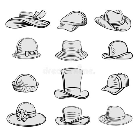 Hats Type Set Stock Illustrations 108 Hats Type Set Stock