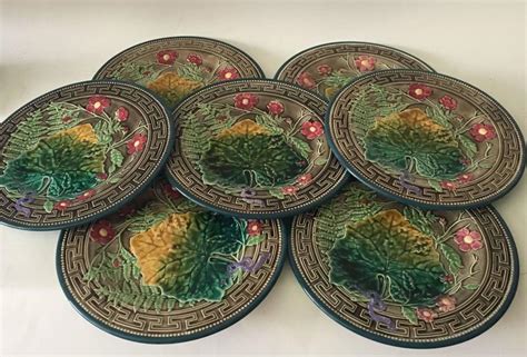 Dinner plate dahlias are not shrinking violets. 19th Majolica Leaves and Pink Flowers Plate Choisy Le Roi ...