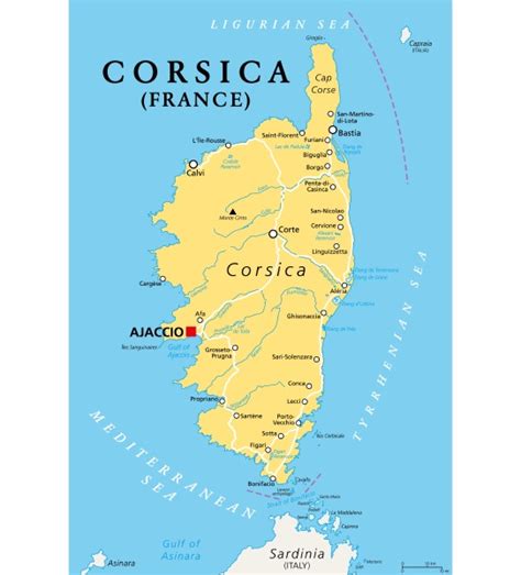 Corsica Political Map French Island North Of Royalty Free Image