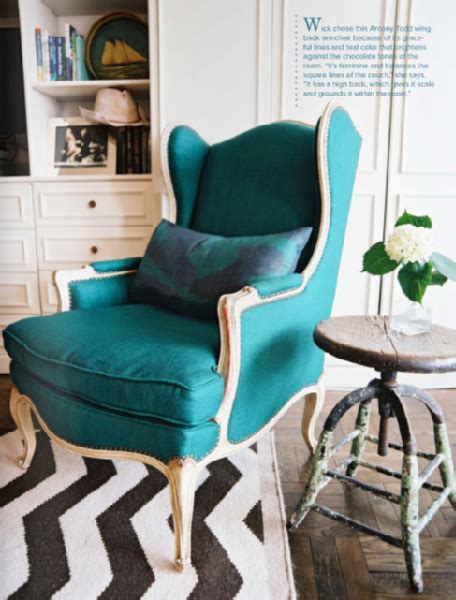 Turquoise Chair Contemporary Living Room Lonny Magazine