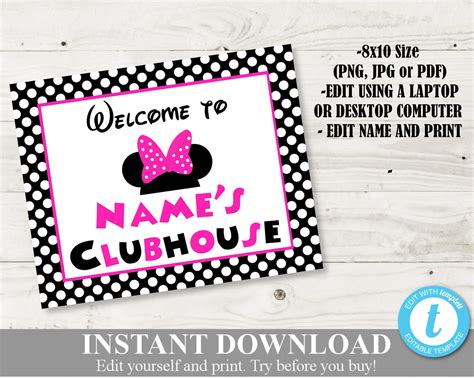 Instant Download Editable Hot Pink Mouse 8x10 Printable Etsy