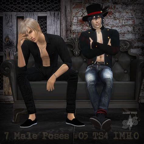 7 Male Poses 05 At Imho Sims 4 Sims 4 Updates Мужские позы Симс