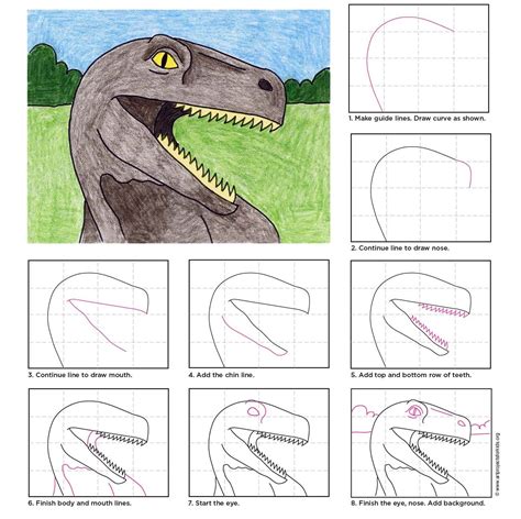 Dino Head Guided Drawing Drawing Lessons Art Lessons Dinosaur Art