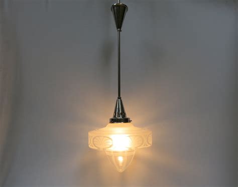 Not available for pickup and same day delivery. Vintage Art Deco Frosted Glass Ceiling Light for sale at Pamono