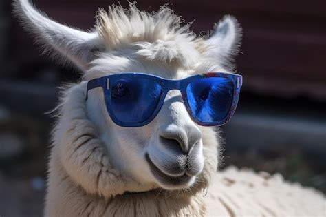 Premium Ai Image A Llama Wearing Sunglasses And A Blue Sun Glasses
