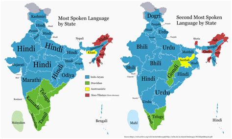 Map Most And Second Most Spoken Language In Each Inḍian State