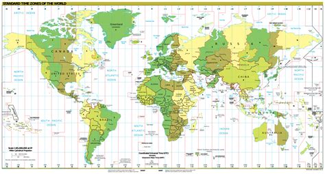 Free Large World Time Zone Map Printable Pdf