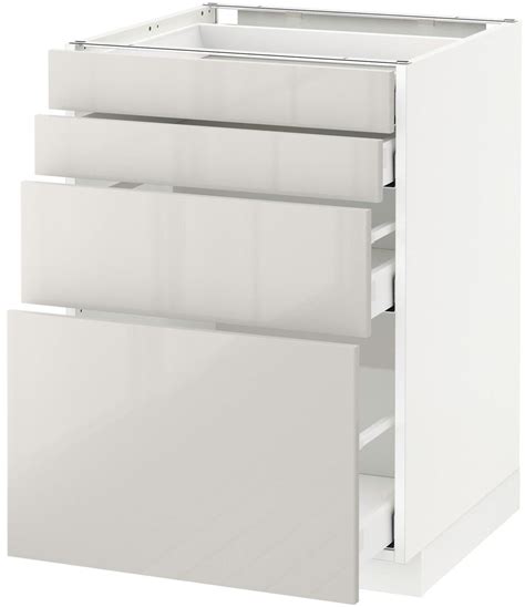 METOD / MAXIMERA Base cab 4 frnts/4 drawers, white, Ringhult light grey, 60x60 cm price from ...