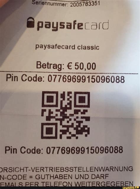 Paysafe [ M Paysafecard Classic Betrag Fªfª Pin Code 0776969915096088 Rsicht