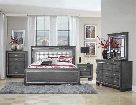Browse our selection of bedroom furniture packages. Allura Bedroom 1916GY in Dark Gray by Homelegance w/Options