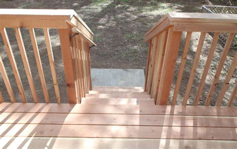 Related articles the hand rail design is simple: Redwood deck staircase | Wood deck railing, Deck, Deck ...