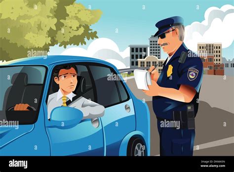 A Vector Illustration Of A Policeman Giving A Driver A Traffic