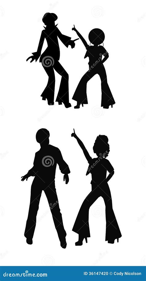 Disco Dancers In 2 Styles Stock Vector Illustration Of Polyester