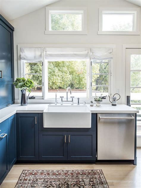 Oppein offers three kitchen cabinet style to meet different tastes of various customers in different ages. Navy Kitchen Cabinets Go Well with White Counters, But ...