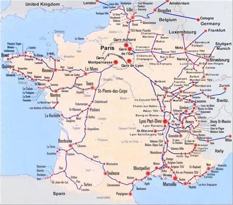 France Train Map Of Tgv High Speed Train System With All Departures