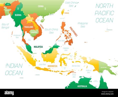Southeast Asia High Detailed Political Map Of Southeastern Region