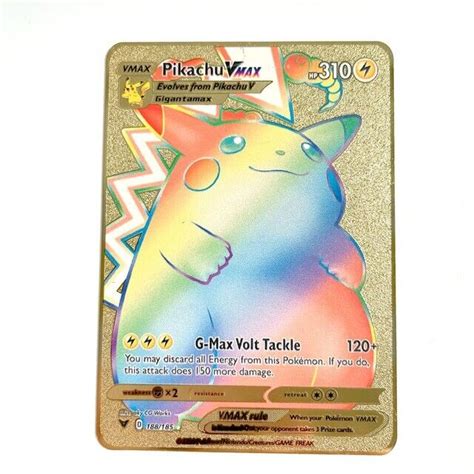 Mavin Pikachu Rainbow Vmax Pokemon Laser Etch Gold Metal Card