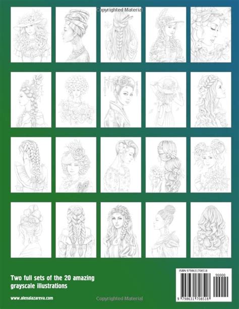 Elegant Beauties Grayscale Coloring Book Coloring Book For Adults Beautiful Hair Designs