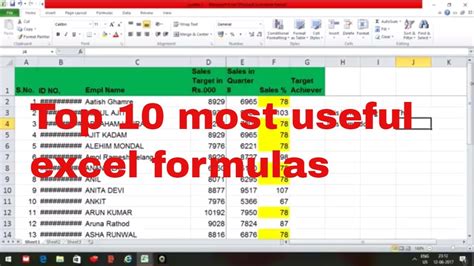Excel Top 10 Formulas And Functions Youtube