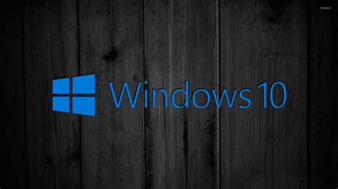 Windows 10 On Black Wooden Panels 2 Wallpaper Computer
