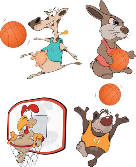 Funny Animals With Basketball Vector Free Vector In Encapsulated