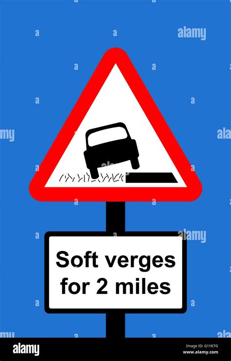 Warning Triangle Soft Verges Traffic Sign Stock Photo Alamy