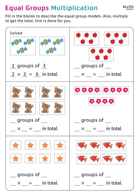 Equal Groups Multiplication Worksheets Math Monks