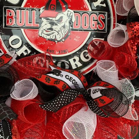 Georgia Bulldogs Deco Mesh Wreathgeorgia Bulldog Football Etsy