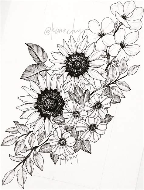Gillianvidegar Designs Tattoos Sunflower Tattoos Flower Tattoos