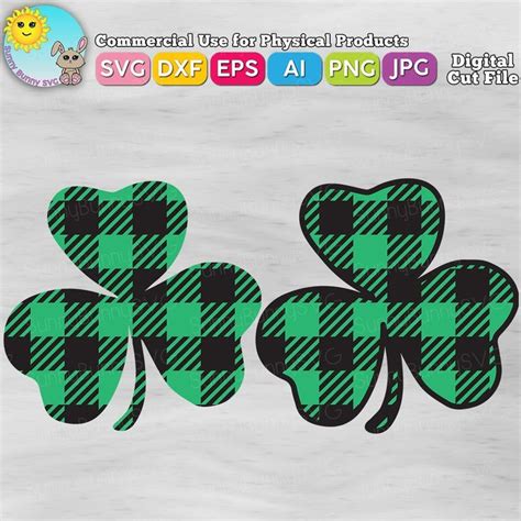 Plaid Shamrock Svg Plaid Clover Svg Buffalo Plaid Svg Etsy Shamrock