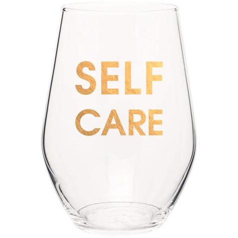 Self Care Gold Foil Stemless Wine Glass Chez Gagné