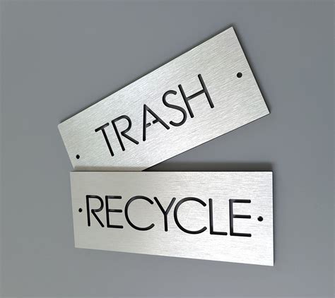 Trash And Recycle Aluminum Signs Set Of 2 Garbage Signs Trash Can