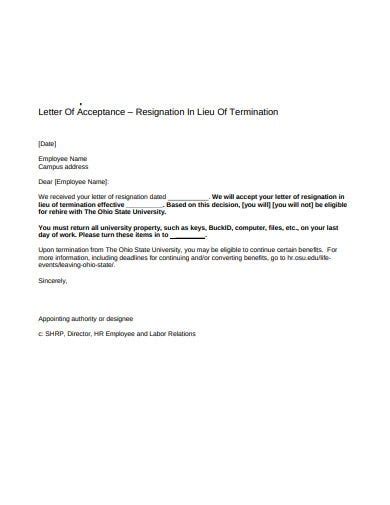 12 Acceptance Of Resignation Letter Templates In Word
