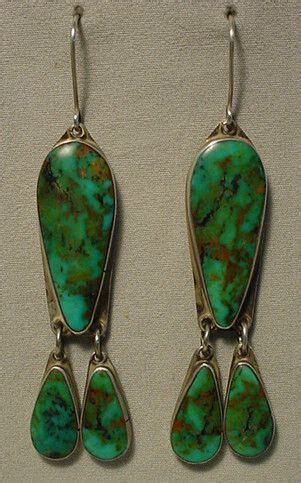 Vintage Old Indian Sterling Silver Turquoise Dangle Earrings Turquoise